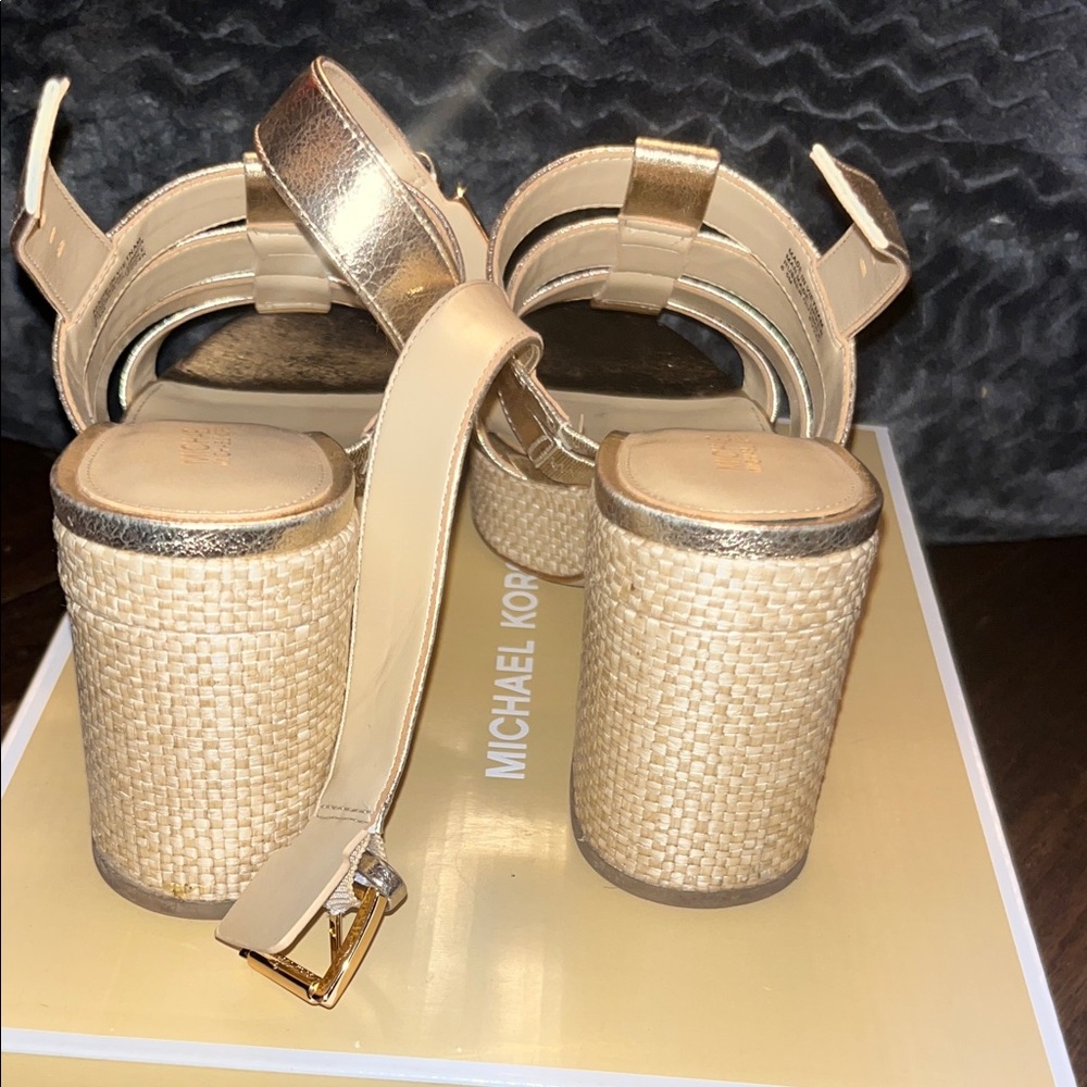 Michael Kors Metallic Gold Wedge Sandals - Picture 6 of 9